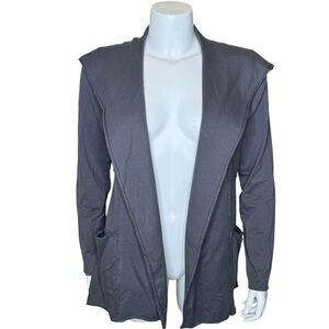Cut Loose Hooded Cardigan Sweater S Open Pockets Gray Supima Cotton